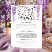 Floral Script Paarse Wisteria Kalligrafie Details Informatiekaartje