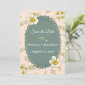  Floral Script Pastel Roze Romantic Save The Date (Staand voorkant)