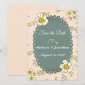  Floral Script Pastel Roze Romantic Save The Date (Voorkant / Achterkant)