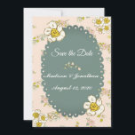 Floral Script Pastel Roze Romantic Save The Date<br><div class="desc">Zoet de datum op in een  blauwe,  groene kleur. Dit is verfijnd en onschuldig.</div>