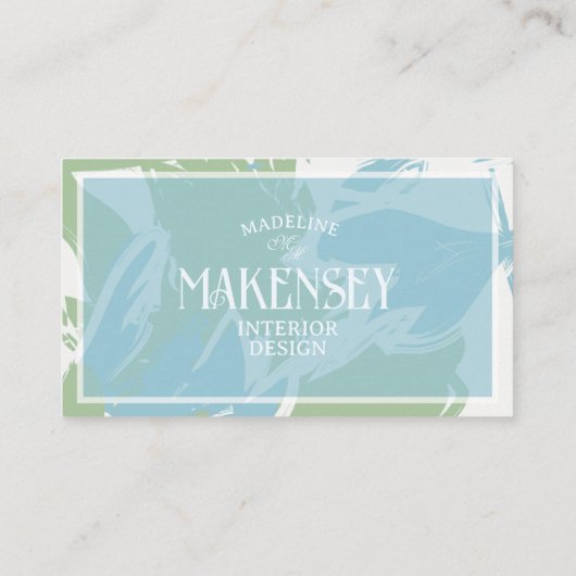 Floral Script QR Code Interieur Design Foto Visitekaartje (Achterkant)