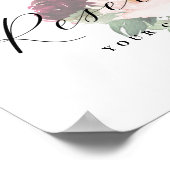 Floral Script Reserved Custom Text Wedding Sign Poster (Hoek)