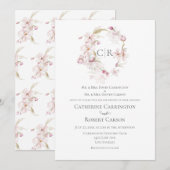 Floral Script Roze bruiloft Kaart (Voorkant / Achterkant)