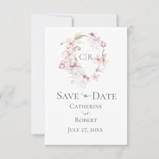 Floral Script Roze pastel Weddenschap Save the Dat (Voorkant)