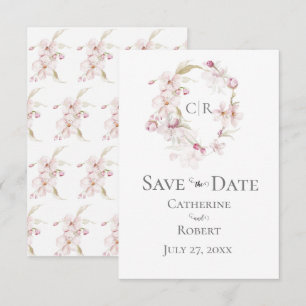 Floral Script Roze pastel Weddenschap Save the Dat