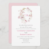 Floral Script roze Waterverf Weddenschap Kaart (Voorkant / Achterkant)