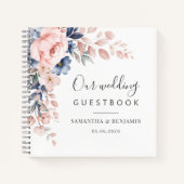 Floral Script roze Waterverf Weddenschap Notitieboek (Voorkant)