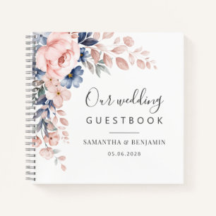 Floral Script roze Waterverf Weddenschap Notitieboek