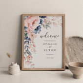 Floral Script roze Waterverf Weddenschap Welkom Poster