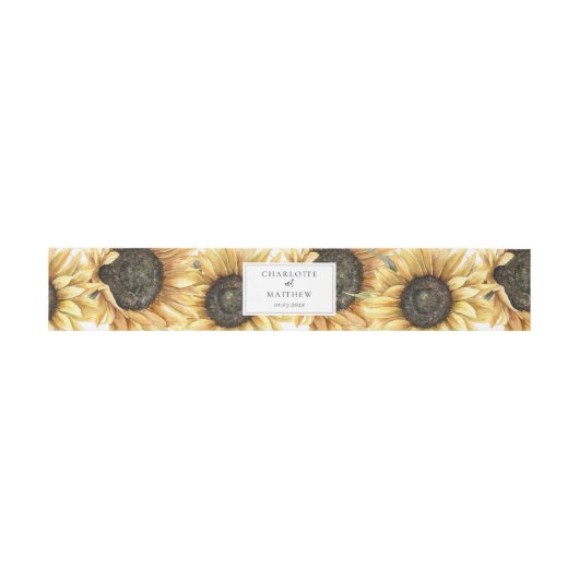 Floral Script Sunflower Botanical Wedding Uitnodigingen Wikkel (Vlak)