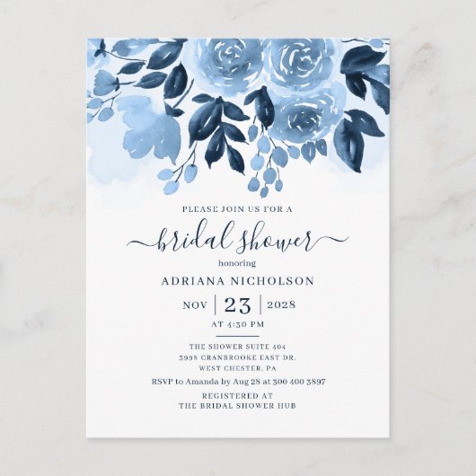 Floral Script Waterverf Botanisch Vrijgezellenfees Uitnodiging Briefkaart (Voorkant)