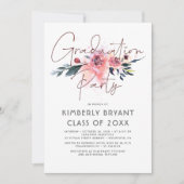 Floral Script Waterverf Elegant Graduation Party Kaart (Voorkant)