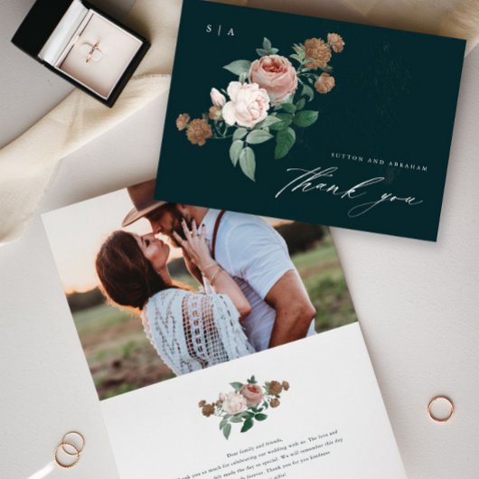  Floral Script Weddenschap Hartelijk dank Kaart