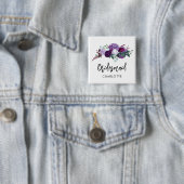 Floral Script Wedding Keepsake Custom Bruidsmeisje Vierkante Button 5,1 Cm (In situ)
