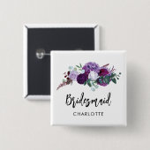 Floral Script Wedding Keepsake Custom Bruidsmeisje Vierkante Button 5,1 Cm (Voorkant /achterkant)