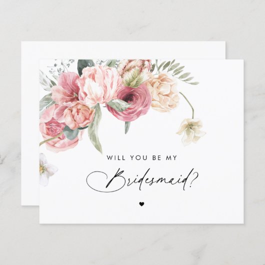 Floral Script zal je mijn Bridesmaid zijn (Voorkant / Achterkant)