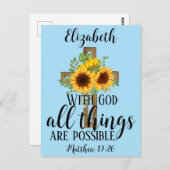 Floral Scripting Alle dingen Mogelijke zonnebloeme Briefkaart (Voorkant / Achterkant)