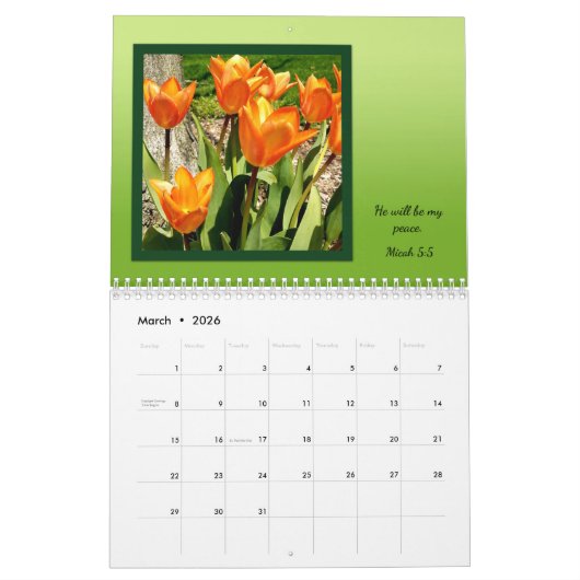 Floral Scripture Words of Faith Calendar Kalender (Mar 2026)