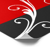 Floral scroll leaf black, rode trouwfoto poster (Hoek)