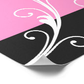 Floral scroll leaf zwarte roze trouwfoto poster (Hoek)