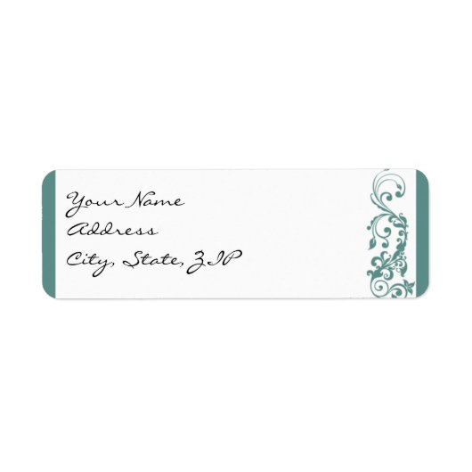 Floral Scroll Name Sake in Blauwgroen Etiket (Voorkant)