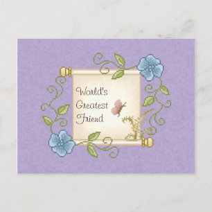 Floral Scroll Pixel Art Briefkaart
