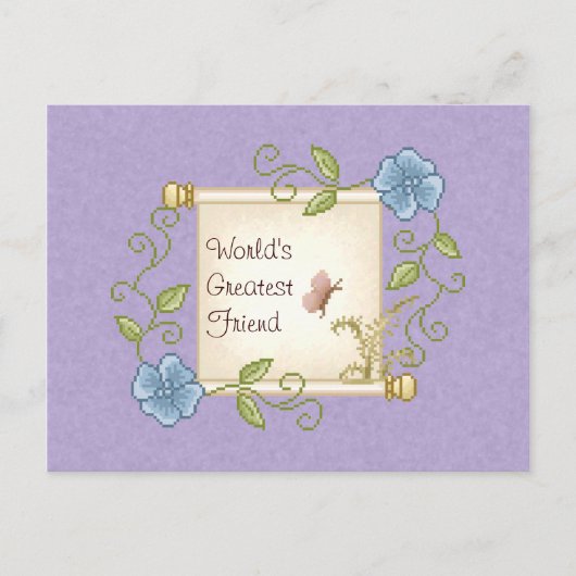 Floral Scroll Pixel Art Briefkaart (Voorkant)