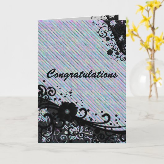 Floral Scroll & Texture gefeliciteerd Kaart (Gele Bloem)