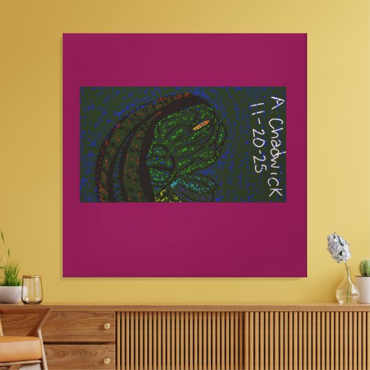 Floral Sea Monster Canvas Afdruk (Insitu (Woonkamer))