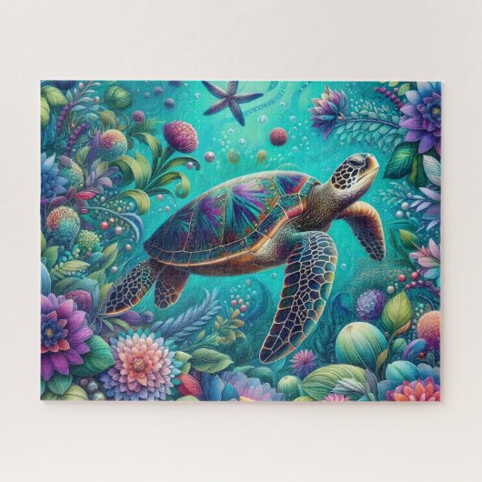 Floral Sea Turtle Legpuzzel (Horizontaal)