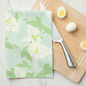 Floral Seafoam Green and White Dish-handdoek Theedoek (Quarter Fold)