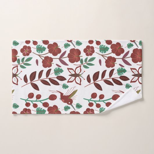 Floral seamless pattern birds and butterflies bad handdoek (Handdoek)