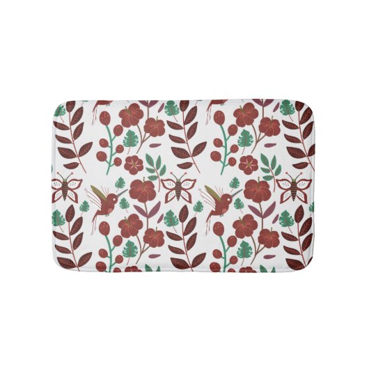 Floral seamless pattern birds and butterflies badmat (Voorkant)