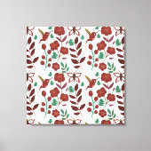 Floral seamless pattern birds and butterflies canvas afdruk (Voorkant)