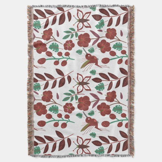 Floral seamless pattern birds and butterflies deken (Voorkant Verticaal)