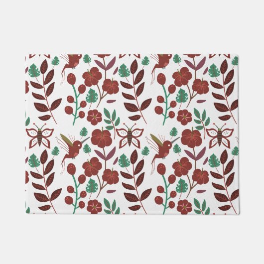 Floral seamless pattern birds and butterflies deurmat (Voorkant)