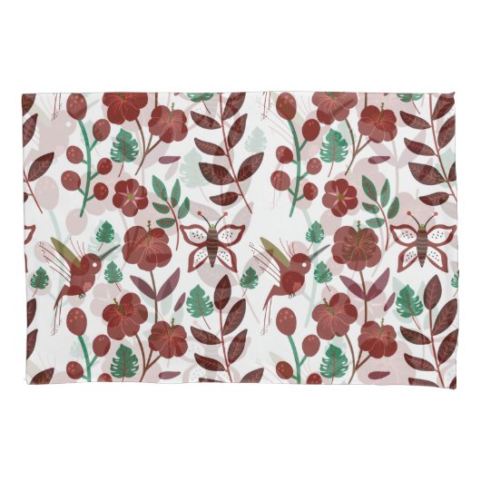 Floral seamless pattern birds and butterflies kussensloop (Voorkant-Links)