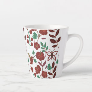Floral seamless pattern birds and butterflies latte mok