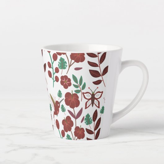 Floral seamless pattern birds and butterflies latte mok (Rechts)