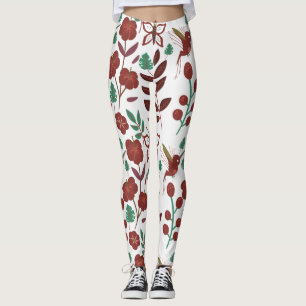 Floral seamless pattern birds and butterflies leggings