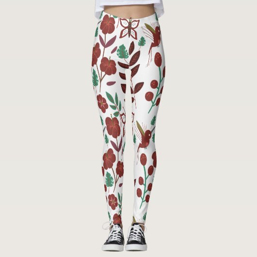 Floral seamless pattern birds and butterflies leggings (Voorkant)