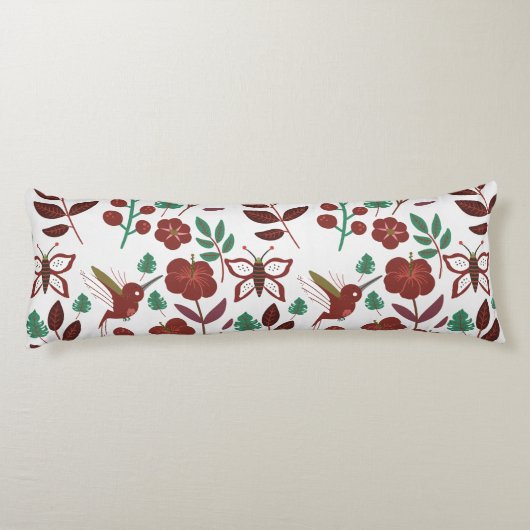 Floral seamless pattern birds and butterflies lichaamskussen (Achterkant)