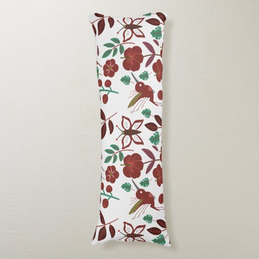 Floral seamless pattern birds and butterflies lichaamskussen (Voorkant Verticaal)