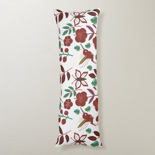 Floral seamless pattern birds and butterflies lichaamskussen (Achterkant (Verticaal))