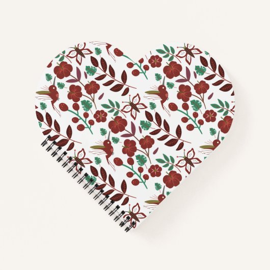 Floral seamless pattern birds and butterflies notitieboek (Voorkant)