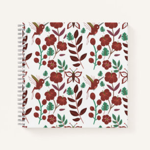 Floral seamless pattern birds and butterflies notitieboek