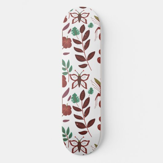 Floral seamless pattern birds and butterflies persoonlijk skateboard (Voorkant)