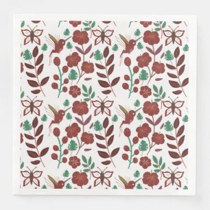 Floral seamless pattern birds and butterflies servet