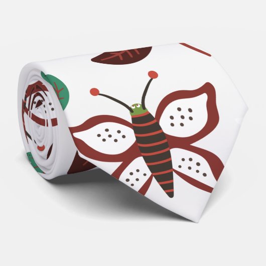 Floral seamless pattern birds and butterflies stropdas (Opgerold)