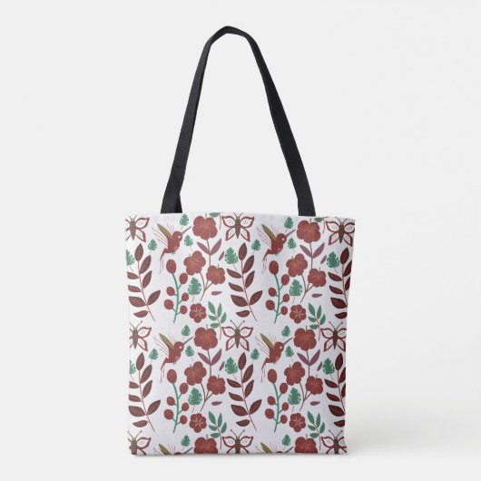 Floral seamless pattern birds and butterflies tote bag (Achterkant)
